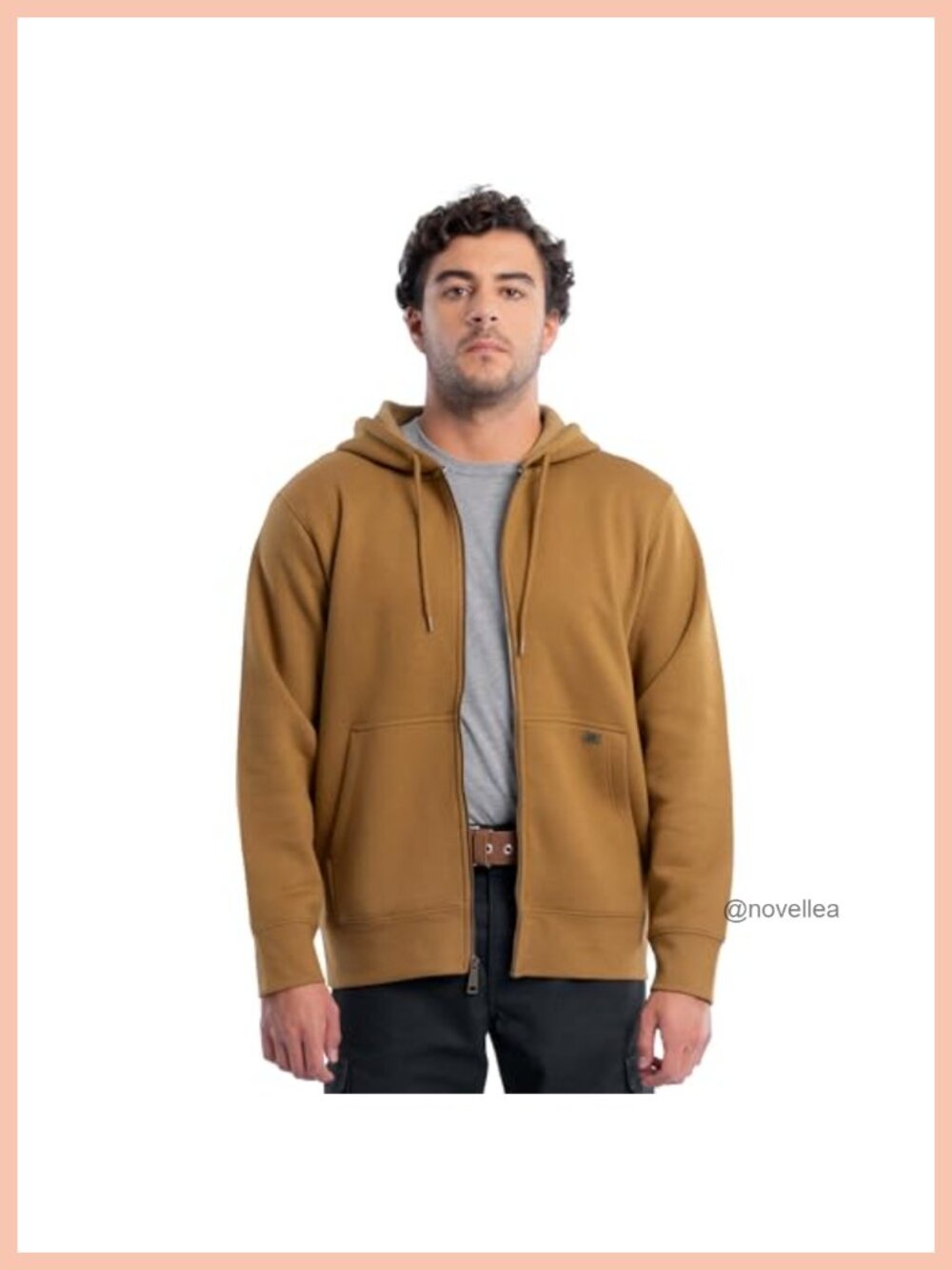 Men's Full Zip Hooded Sweatshirt Rib Knit Cuffs Front Pouch Pocket